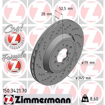 discos de freno coche - Disco de freno eje delantero, izquierda (Gama FORMULA Z) ZIMMERMANN 150342170