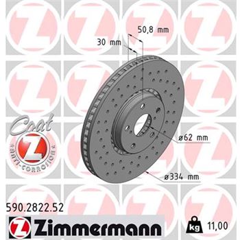 discos de freno coche - Disco de freno eje delantero, izquierda (Gama SPORT COAT Z) ZIMMERMANN 590282252