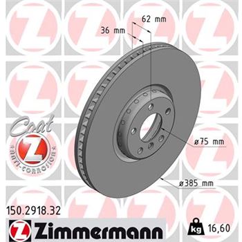 discos de freno coche - Disco de freno eje delantero, derecha (Gama FORMULA F COAT Z) ZIMMERMANN 150291832