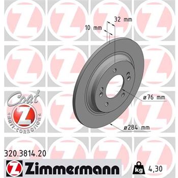 discos de freno coche - Disco de freno eje trasero (Gama COAT Z) ZIMMERMANN 320381420