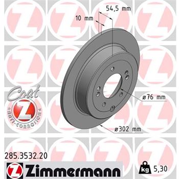 discos de freno coche - Disco de freno eje trasero (Gama COAT Z) ZIMMERMANN 285353220