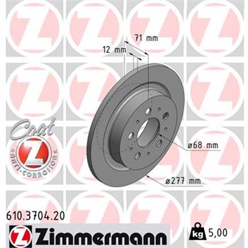 discos de freno coche - Disco de freno eje trasero (Gama COAT Z) ZIMMERMANN 610370420