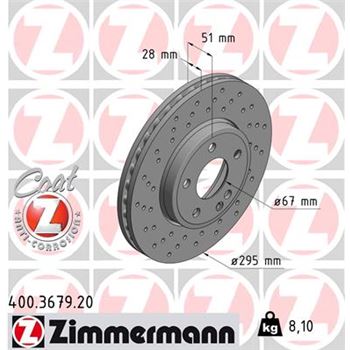discos de freno coche - Disco de freno eje delantero (Gama COAT Z) ZIMMERMANN 400367920