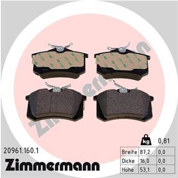 pastillas de freno coche - Juego de pastillas de freno ZIMMERMANN 209611601