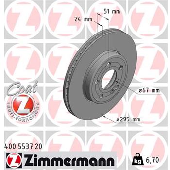 discos de freno coche - Disco de freno eje delantero (Gama COAT Z) ZIMMERMANN 400553720