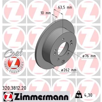 discos de freno coche - Disco de freno eje trasero (Gama COAT Z) ZIMMERMANN 320381220