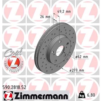 discos de freno coche - Disco de freno eje delantero (Gama SPORT COAT Z) ZIMMERMANN 590281852