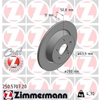 discos de freno coche - Disco de freno eje trasero (Gama COAT Z) ZIMMERMANN 250570720