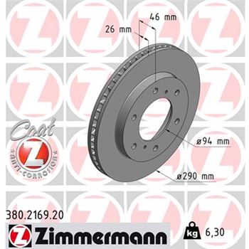 discos de freno coche - Disco de freno eje delantero (Gama COAT Z) ZIMMERMANN 380216920