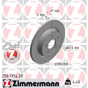 discos de freno coche - Disco de freno eje trasero (Gama COAT Z) ZIMMERMANN 250135420