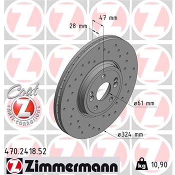 discos de freno coche - Disco de freno eje delantero (Gama SPORT COAT Z) ZIMMERMANN 470241852