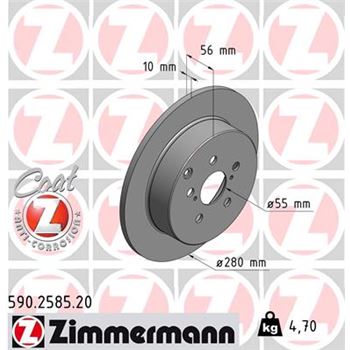 discos de freno coche - Disco de freno eje trasero (Gama COAT Z) ZIMMERMANN 590258520