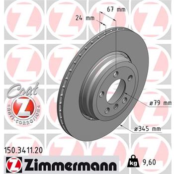 discos de freno coche - Disco de freno eje trasero (Gama COAT Z) ZIMMERMANN 150341120