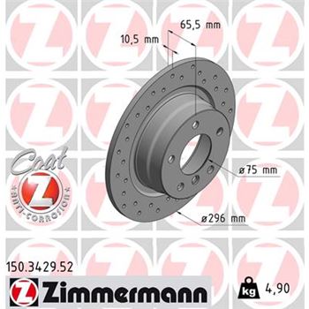 discos de freno coche - Disco de freno eje trasero (Gama SPORT COAT Z) ZIMMERMANN 150342952