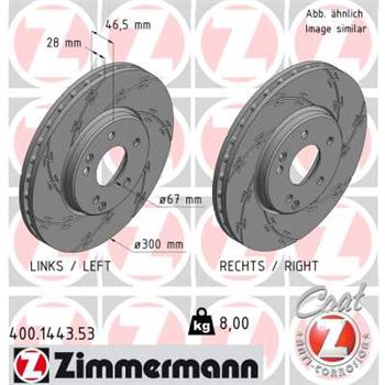 discos de freno coche - Disco de freno eje delantero (Gama BLACK Z) ZIMMERMANN 400144353