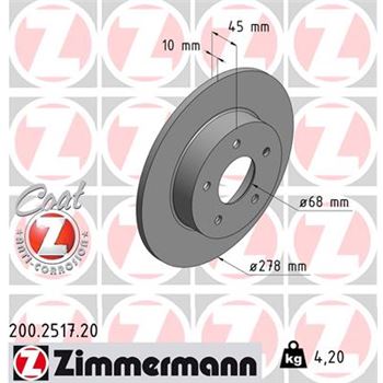 discos de freno coche - Disco de freno eje trasero (Gama COAT Z) ZIMMERMANN 200251720