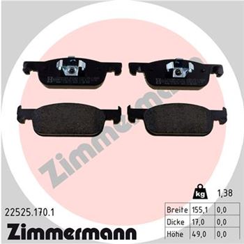 pastillas de freno coche - Juego de pastillas de freno ZIMMERMANN 225251701