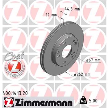 discos de freno coche - Disco de freno eje delantero (Gama COAT Z) ZIMMERMANN 400141320