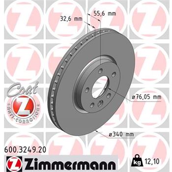 discos de freno coche - Disco de freno eje delantero (Gama COAT Z) ZIMMERMANN 600324920