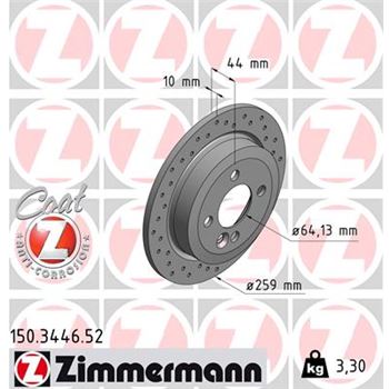 discos de freno coche - Disco de freno eje trasero (Gama SPORT COAT Z) ZIMMERMANN 150344652
