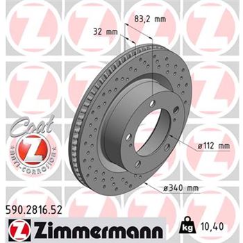 discos de freno coche - Disco de freno eje delantero (Gama SPORT COAT Z) ZIMMERMANN 590281652