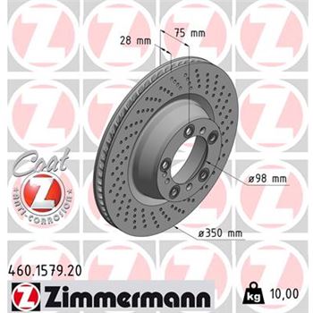 discos de freno coche - Disco de freno eje trasero, derecha (Gama COAT Z) ZIMMERMANN 460157920