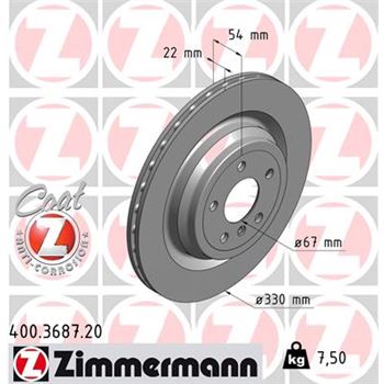 discos de freno coche - Disco de freno eje trasero (Gama COAT Z) ZIMMERMANN 400368720