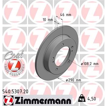 discos de freno coche - Disco de freno eje delantero (Gama COAT Z) ZIMMERMANN 540530720