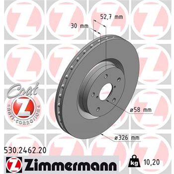 discos de freno coche - Disco de freno eje delantero (Gama COAT Z) ZIMMERMANN 530246220