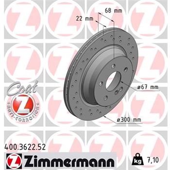 discos de freno coche - Disco de freno eje trasero (Gama SPORT COAT Z) ZIMMERMANN 400362252