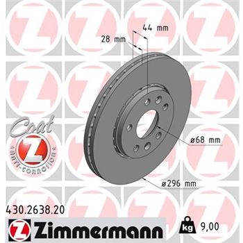 discos de freno coche - Disco de freno eje delantero (Gama COAT Z) ZIMMERMANN 430263820