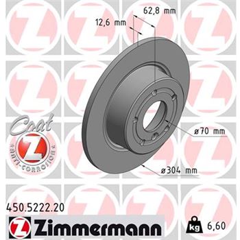 discos de freno coche - Disco de freno eje trasero (Gama COAT Z) ZIMMERMANN 450522220