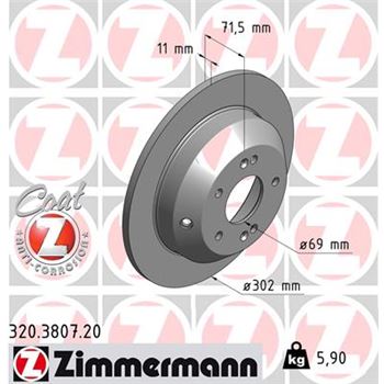 discos de freno coche - Disco de freno eje trasero (Gama COAT Z) ZIMMERMANN 320380720