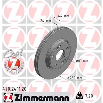 discos de freno coche - Disco de freno eje delantero (Gama COAT Z) ZIMMERMANN 470241120