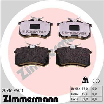 pastillas de freno coche - Juego de pastillas de freno ZIMMERMANN 209619501