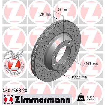 discos de freno coche - Disco de freno eje delantero, izquierda (Gama COAT Z) ZIMMERMANN 460156820
