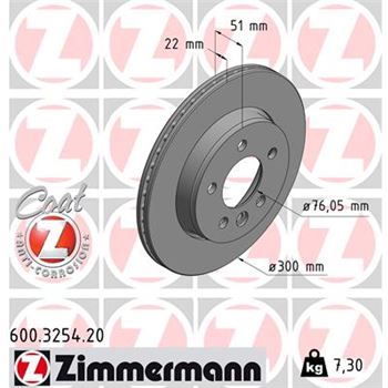 discos de freno coche - Disco de freno eje trasero (Gama COAT Z) ZIMMERMANN 600325420