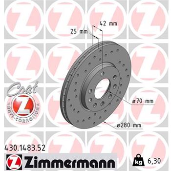 discos de freno coche - Disco de freno eje delantero (Gama SPORT COAT Z) ZIMMERMANN 430148352