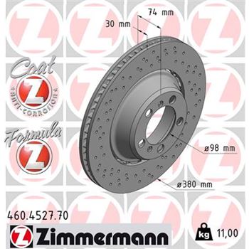 discos de freno coche - Disco de freno eje trasero (Gama FORMULA Z) ZIMMERMANN 460452770