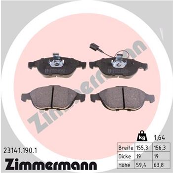 pastillas de freno coche - Juego de pastillas de freno ZIMMERMANN 231411901