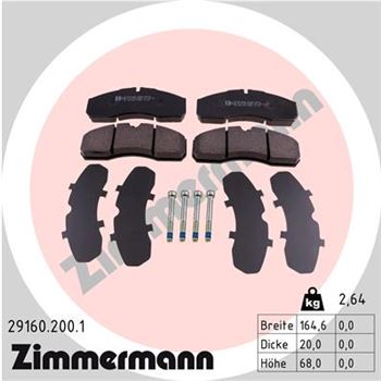 pastillas de freno coche - Juego de pastillas de freno ZIMMERMANN 291602001