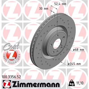 discos de freno coche - Disco de freno eje delantero (Gama SPORT COAT Z) ZIMMERMANN 100335652
