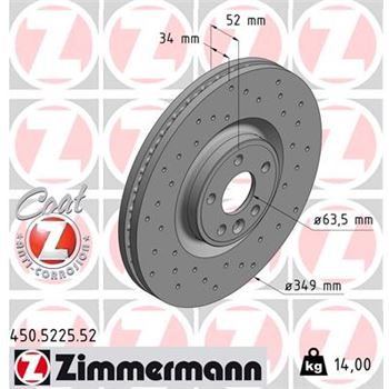 discos de freno coche - Disco de freno eje delantero (Gama SPORT COAT Z) ZIMMERMANN 450522552