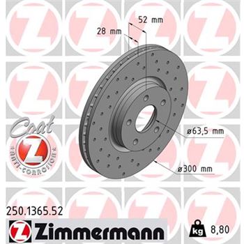 discos de freno coche - Disco de freno eje delantero (Gama SPORT COAT Z) ZIMMERMANN 250136552
