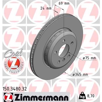 discos de freno coche - Disco de freno eje trasero (Gama FORMULA F COAT Z) ZIMMERMANN 150348032