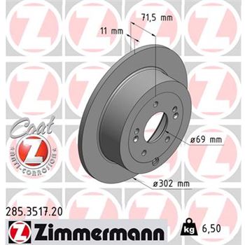 discos de freno coche - Disco de freno eje trasero (Gama COAT Z) ZIMMERMANN 285351720