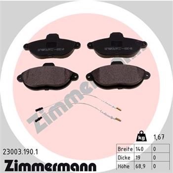 pastillas de freno coche - Juego de pastillas de freno ZIMMERMANN 230031901