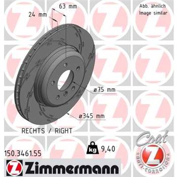 discos de freno coche - Disco de freno eje trasero, derecha (Gama BLACK Z) ZIMMERMANN 150346155