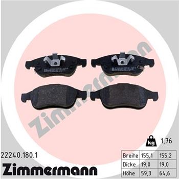 pastillas de freno coche - Juego de pastillas de freno ZIMMERMANN 222401801