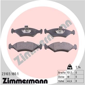 pastillas de freno coche - Juego de pastillas de freno ZIMMERMANN 231031801